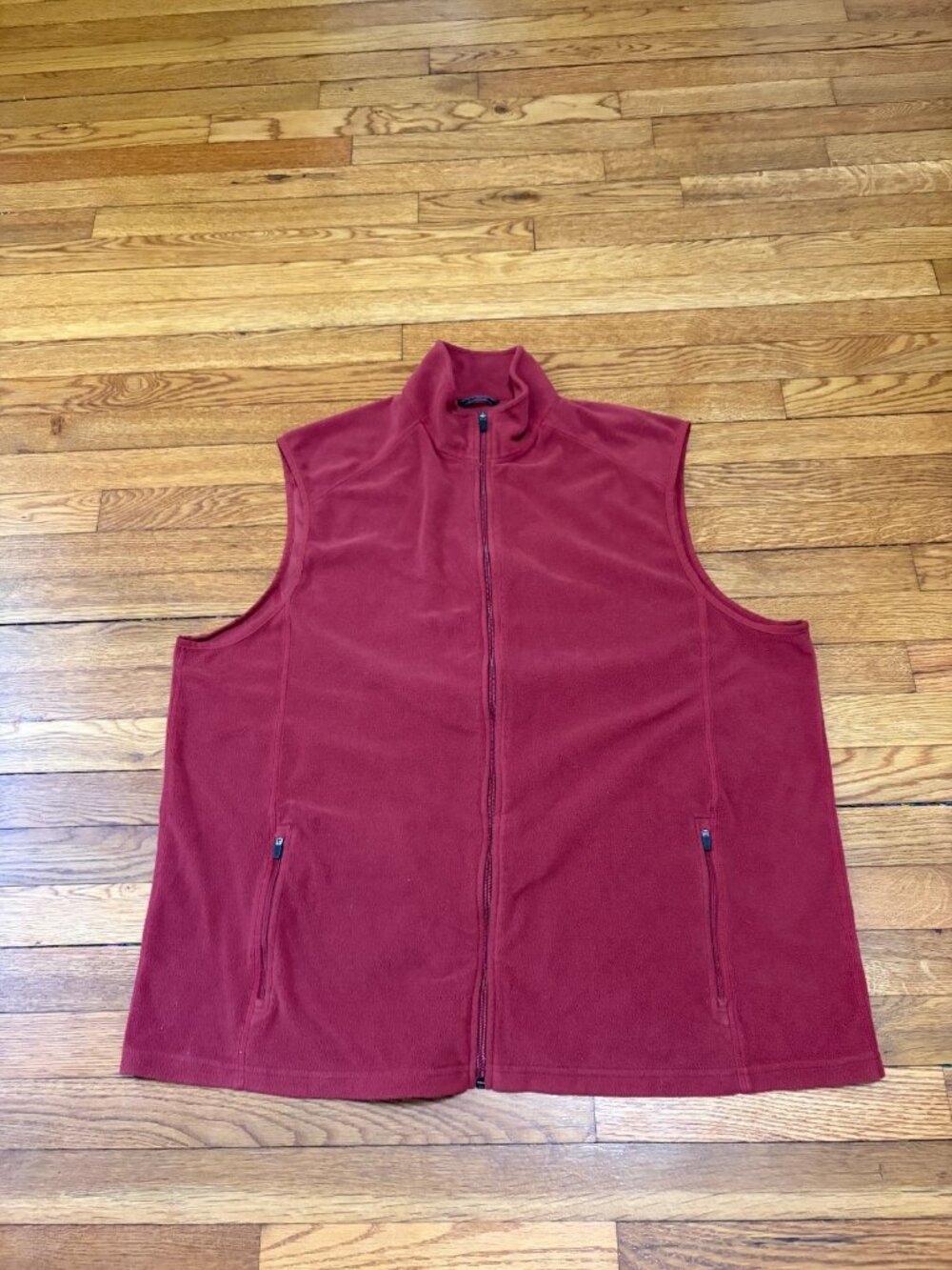 LL Bean Womens Fleece Vest Size 2XL XXL Red Full Zip Pockets Outdoors Hiking